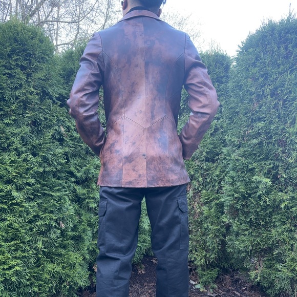 Brown blazer style leather jacket - Picture 5 of 7